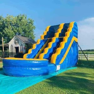 blue and yellow waterslide 25l 18t 15w