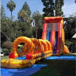 orange and yellow slip and slide waterslide 20t 18w 40l